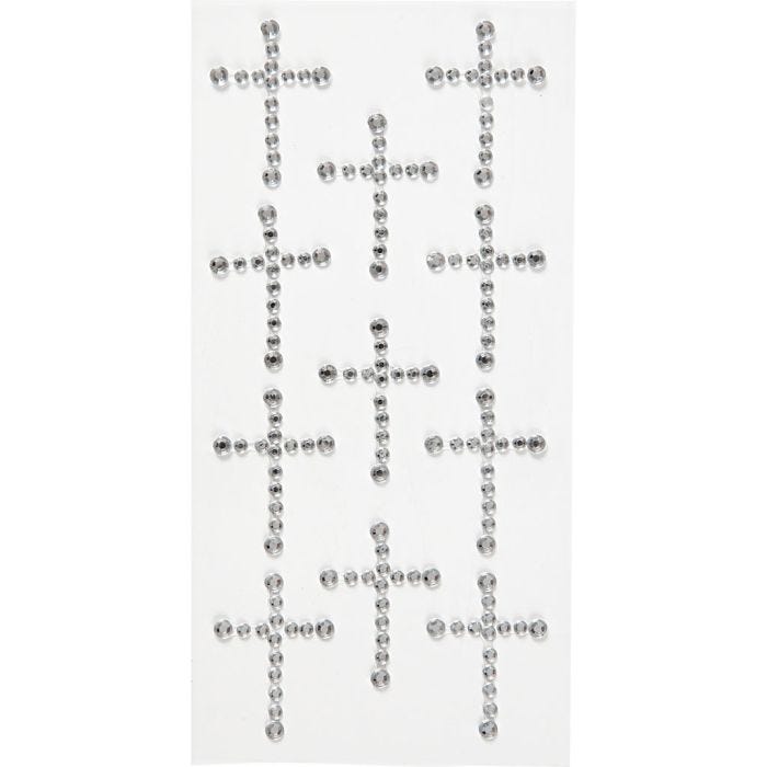 Rhinstenkors, str. 35x25 mm, sølv, 11 stk./ 1 pk.