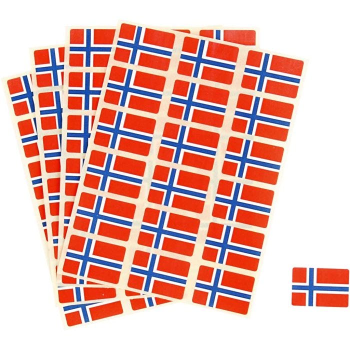 Selvklebende flagg, str. 15x22 mm, 72 stk./ 1 pk.