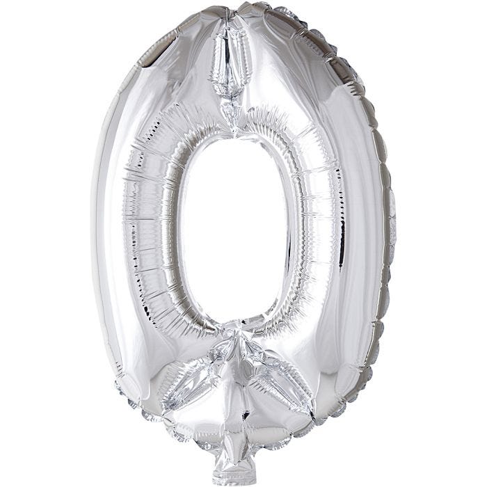 Folieballong, 0, 41 cm, sølv, 1 stk.