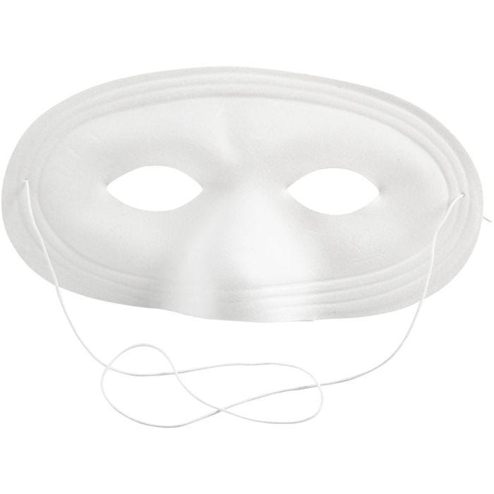 Halvmaske, 10 cm, 17,5 cm, hvit, 1 stk.