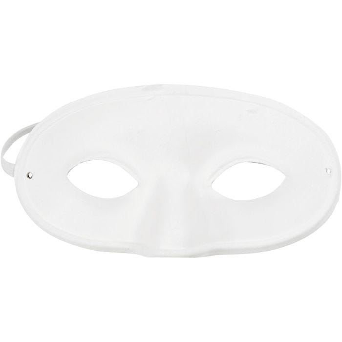 Halvmaske, 9,5 cm, 18,5 cm, hvit, 1 stk.