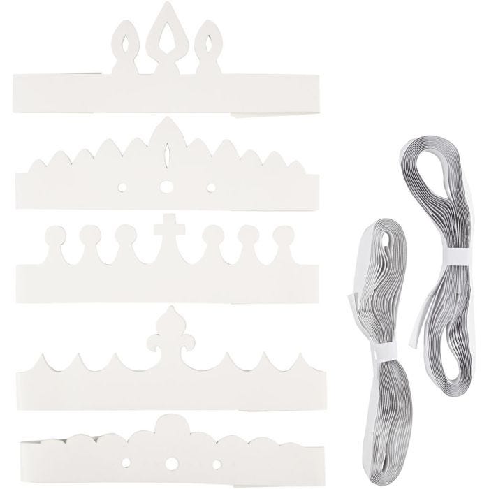 Kroner, H: 10-16,5 cm, L: 60 cm, hvit, 50 stk./ 1 pk.