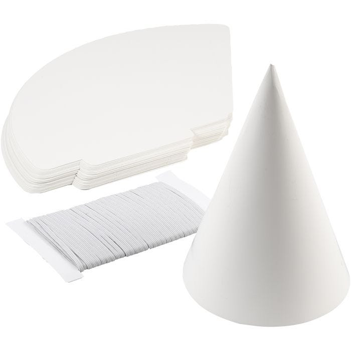 Kartongkjegle, H: 23 cm, dia. 16,5 cm, 230 g, hvit, 50 stk./ 1 pk.