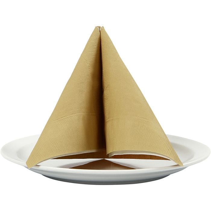Servietter, str. 40x40 cm, 60 g, gull, 20 stk./ 1 pk.