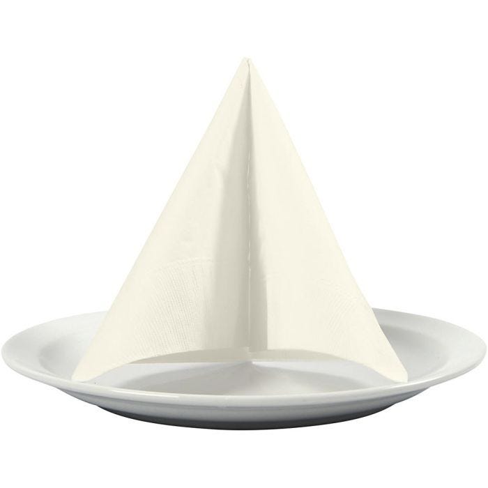 Servietter, hvit bakside, str. 33x33 cm, råhvit, 20 stk./ 1 pk.