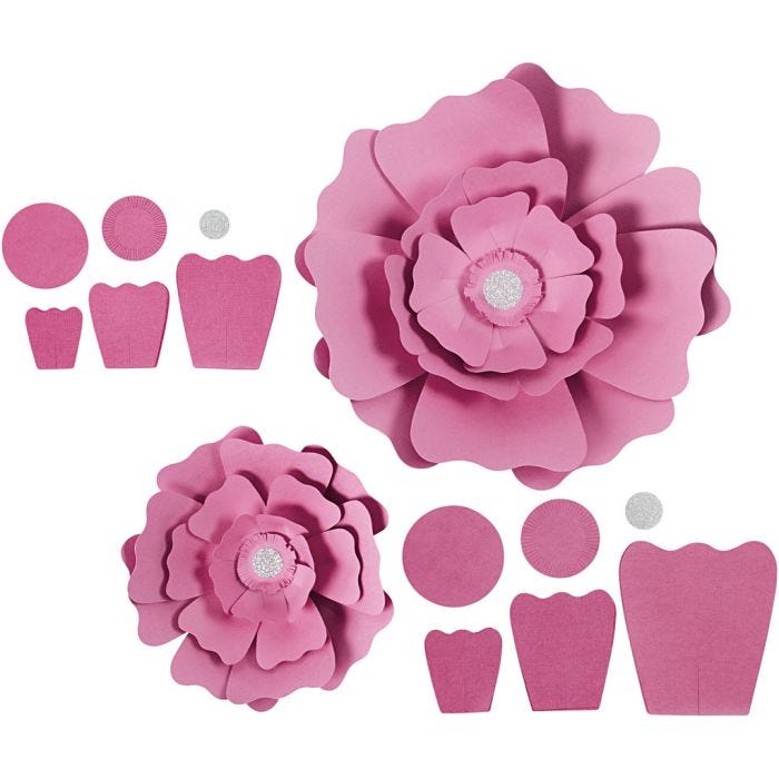 Papirblomster, dia. 15+25 cm, 230 g, lys rød, 2 stk./ 1 pk.