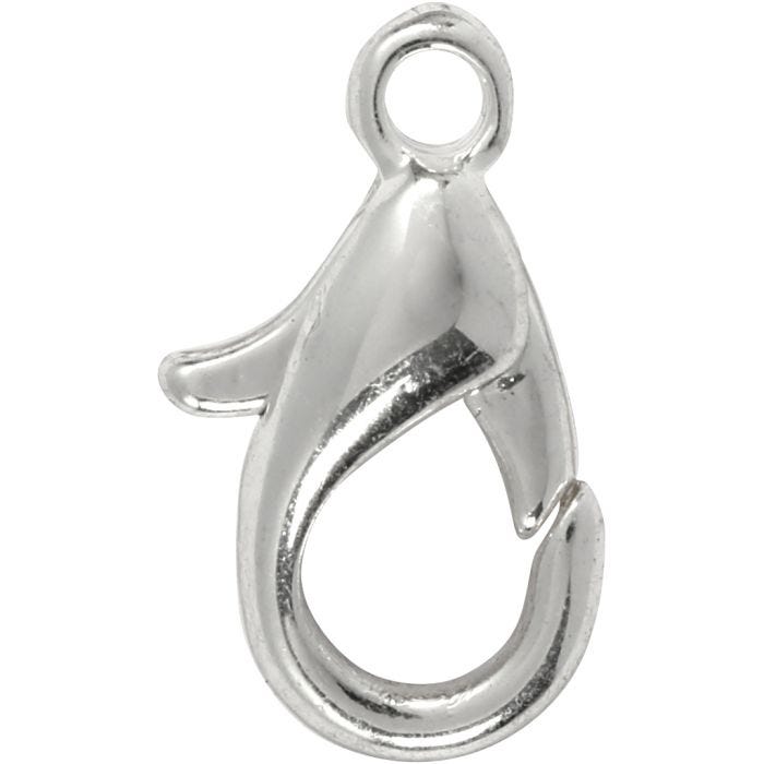 Karabinere, L: 10 mm, forsølvet, 100 stk./ 1 pk.