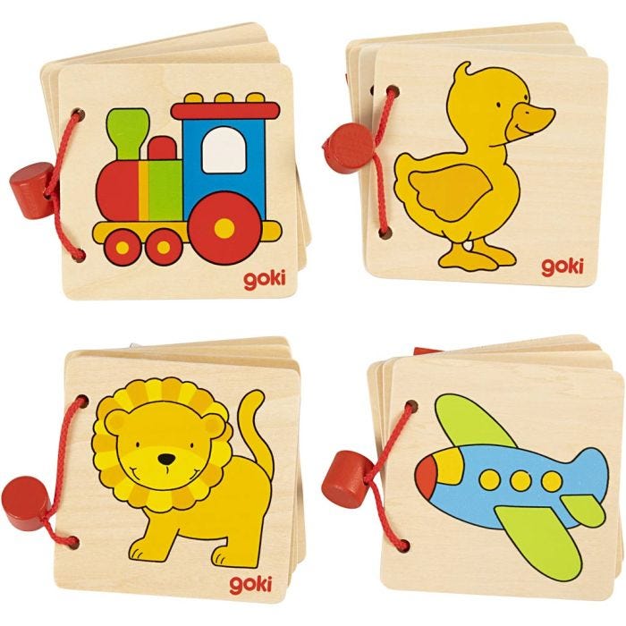 Pekebok i tre, Innhold kan variere , 4 stk./ 1 pk.