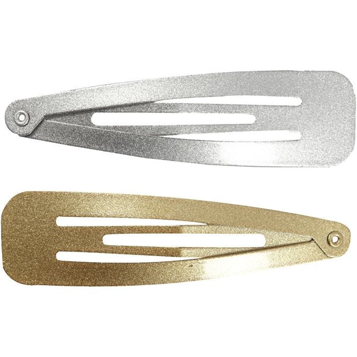 Knekkspenne, L: 66 mm, B: 17 mm, gull, sølv, 4 stk./ 1 pk.