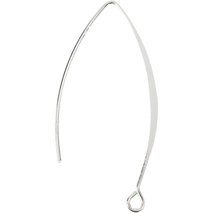 Ørebøyle, H: 42 mm, hullstr. 2 mm, forsølvet, 4 stk./ 1 pk.