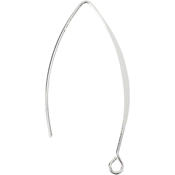 Ørebøyle, H: 42 mm, hullstr. 2 mm, forsølvet, 30 stk./ 1 pk.