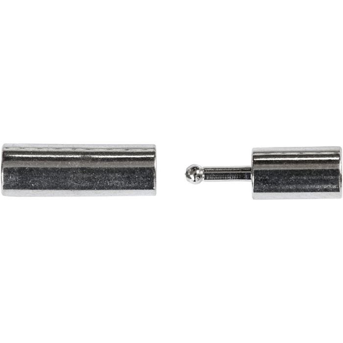 Magnetlås, str. 3x14 mm, hullstr. 2 mm, forsølvet, 40 stk./ 1 pk.