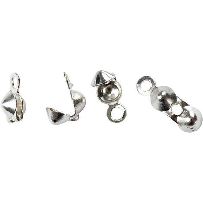 Knuteskjulere med øye, L: 8 mm, dia. 3 mm, forsølvet, 100 stk./ 1 pk.