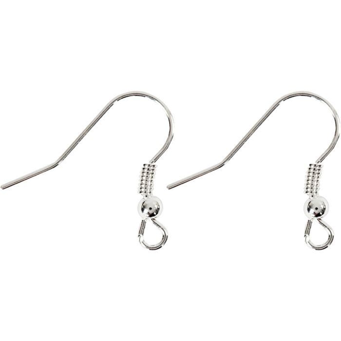 Ørekroker, L: 18 mm, sølv, 10 stk./ 1 pk.