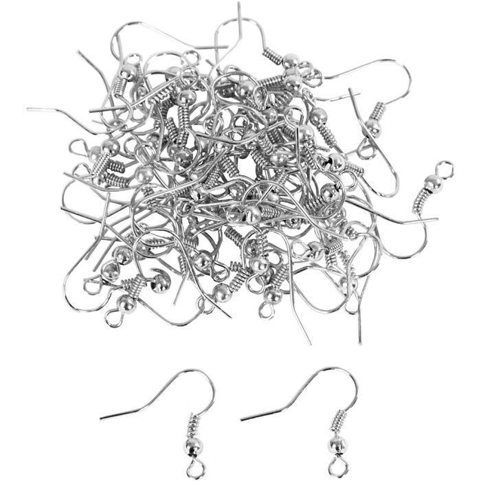 Ørekroker, L: 18 mm, forsølvet, 100 stk./ 1 pk.