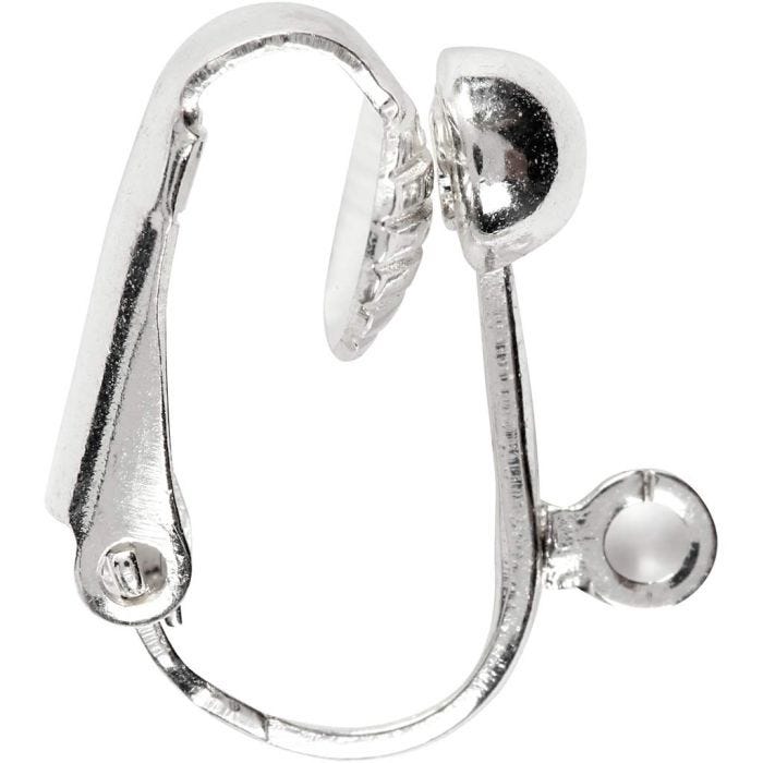 Øreklips, L: 16,5 mm, B: 1,5 mm, hullstr. 1,6 mm, forsølvet, 6 stk./ 1 pk.