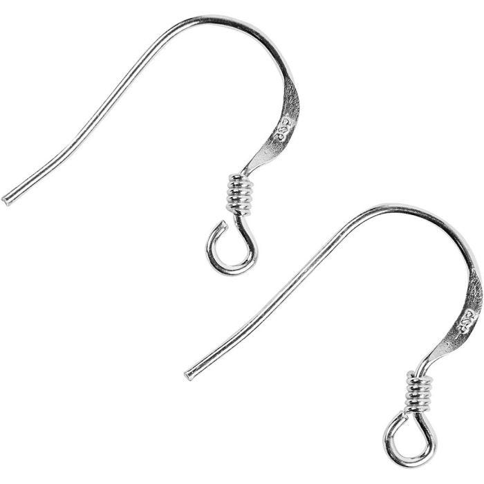 Ørekroker, L: 14 mm, sølv, 10 stk./ 1 pk.