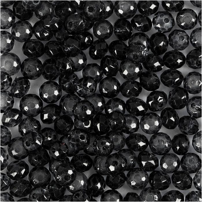 Facettperler, dia. 4 mm, hullstr. 1 mm, grå, 45 stk./ 1 pk.
