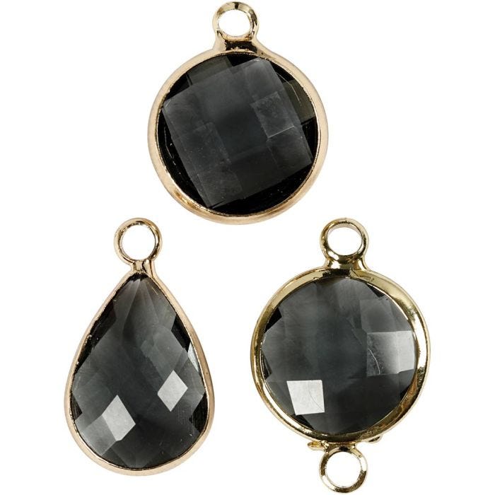 Cabochon anheng, 15-20 mm, 2 mm, grå, 1 pk.