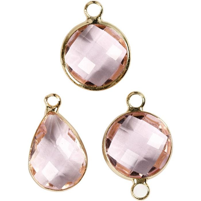 Cabochon anheng, 15-20 mm, 2 mm, lys rosa, 1 pk.