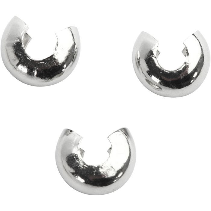 Knuteskjulere til elastikk, dia. 5 mm, forsølvet, 50 stk./ 1 pk.
