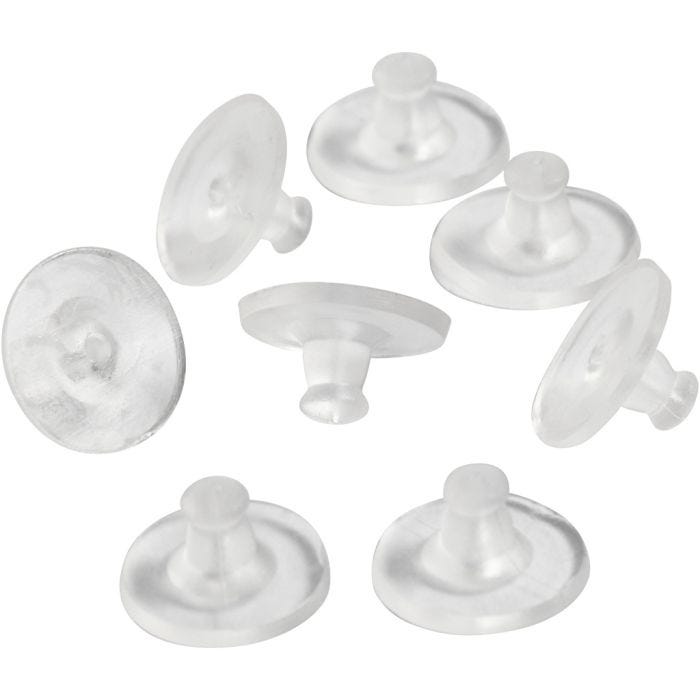 Lås til ørering, dia. 10 mm, transparent, 10 par/ 1 pk.