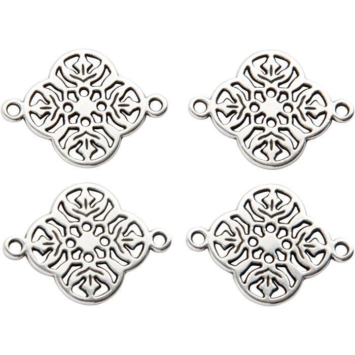 Smykkeanheng, 15 mm, 1,2 mm, forsølvet, 4stk./ 1 pk.
