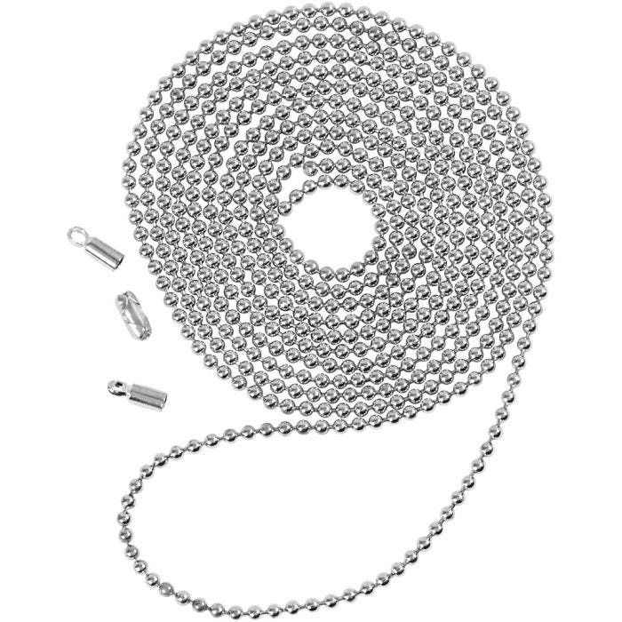 Kulekjede, dia. 1,5 mm, forsølvet, 1 m/ 1 pk.