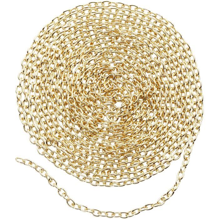 Kjede, B: 2 mm, forgylt, 2 m/ 1 pk.