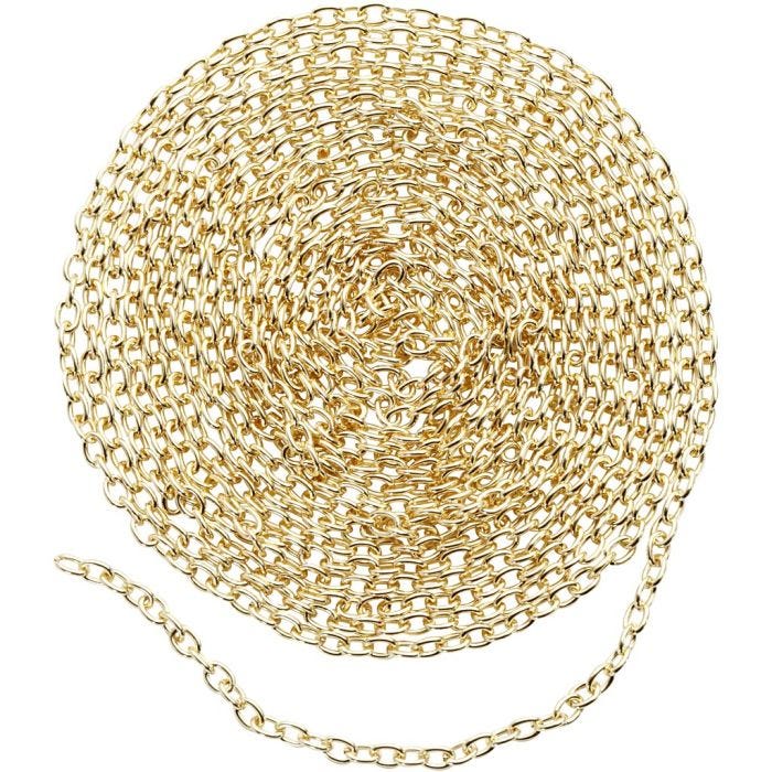 Kjede, B: 2 mm, forgylt, 20 m/ 1 pk.