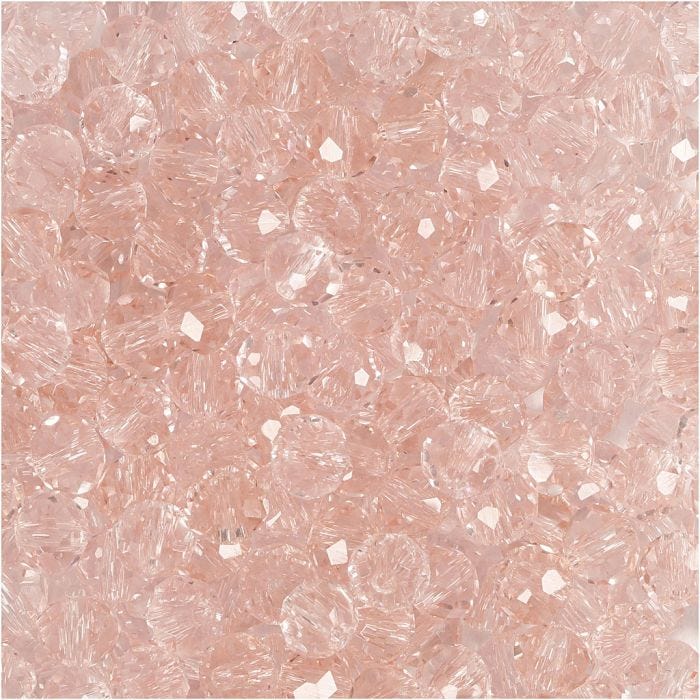 Facettperler, str. 3x4 mm, hullstr. 0,8 mm, rosa, 100 stk./ 1 pk.