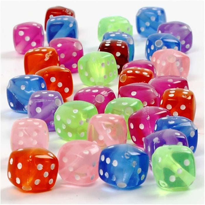 Terningperler, str. 7x7 mm, hullstr. 1,5 mm, 105 g, 125 ml/ 1 pk.