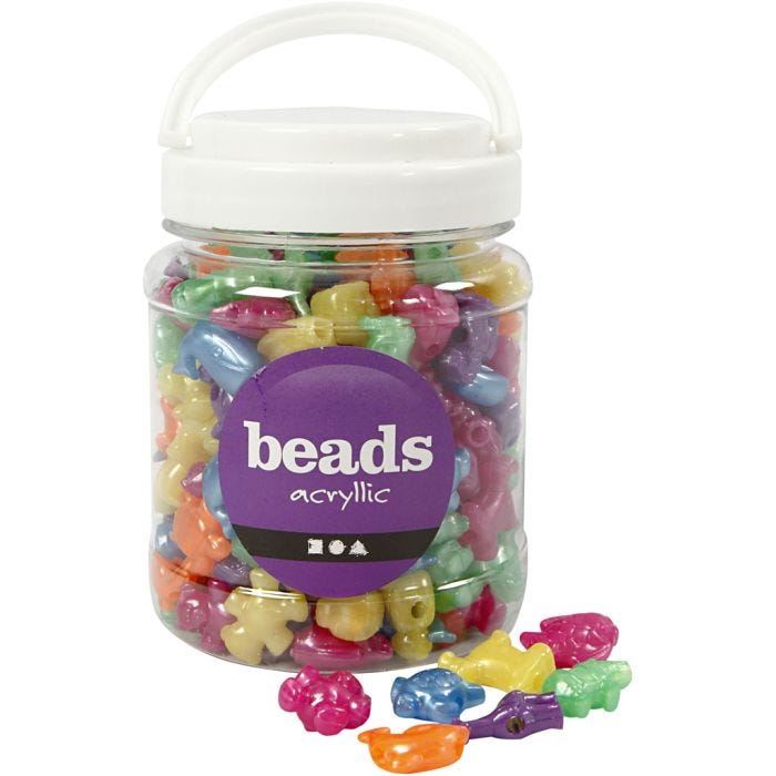 Figurperler, str. 25 mm, hullstr. 4 mm, perlemorsfarger, 700 ml/ 1 boks