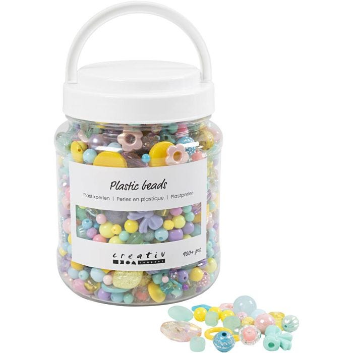 Klassiske perler, dia. 5-35 mm, hullstr. 1-8 mm, ass. farger, 700 ml/ 1 boks
