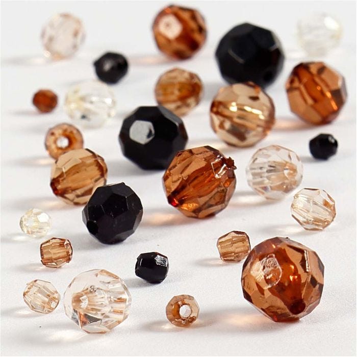 Facettperler, str. 4-12 mm, hullstr. 1-2,5 mm, gylden, 50 g/ 1 pk.