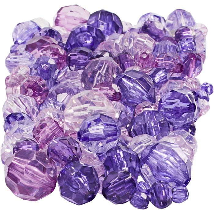 Facettperler, str. 4-12 mm, hullstr. 1-2,5 mm, lilla, 250 g/ 1 pk.