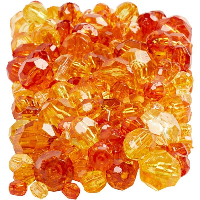 Facettperler, str. 4-12 mm, hullstr. 1-2,5 mm, gul (32227), 250 g/ 1 pk.