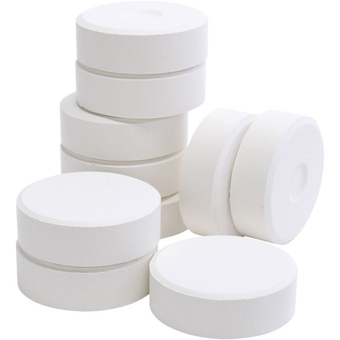 Tempera akvarellmaling, H: 19 mm, dia. 57 mm, hvit, 10 stk./ 1 pk.