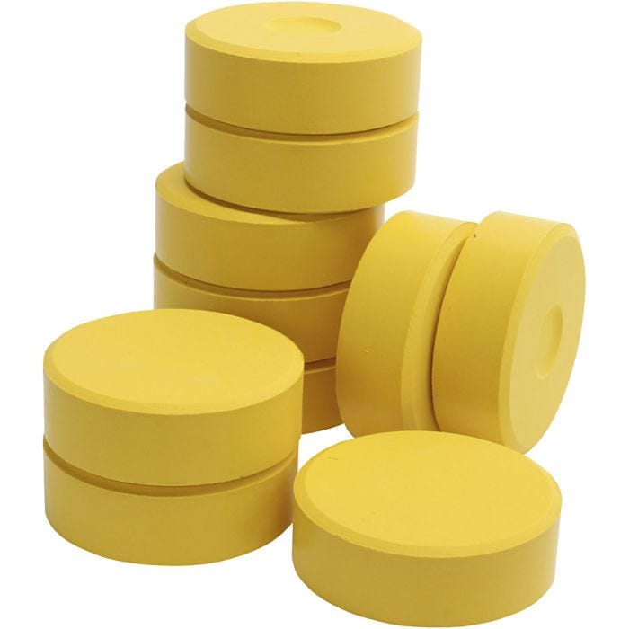 Tempera akvarellmaling, H: 19 mm, dia. 57 mm, gul, 10 stk./ 1 pk.