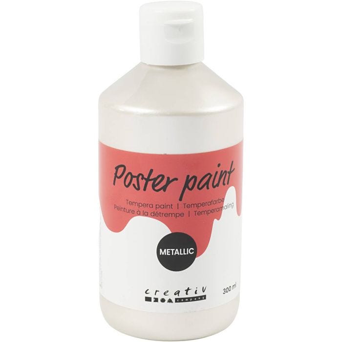 Temperamaling Metallic, hvit, 300 ml/ 1 pk.