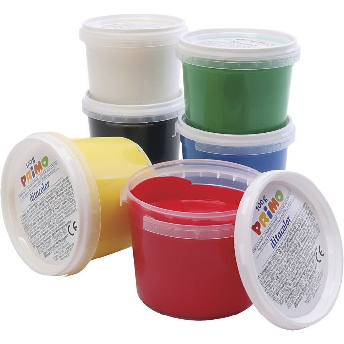 PRIMO Fingermaling, ass. farger, 6x100 ml/ 1 pk.