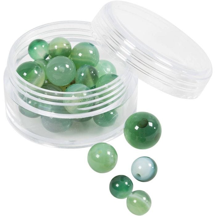 Perler av agat, str. 13x8, 15x6 mm, hullstr. 0,9-1 mm, klar grønn, 28 stk./ 1 pk.