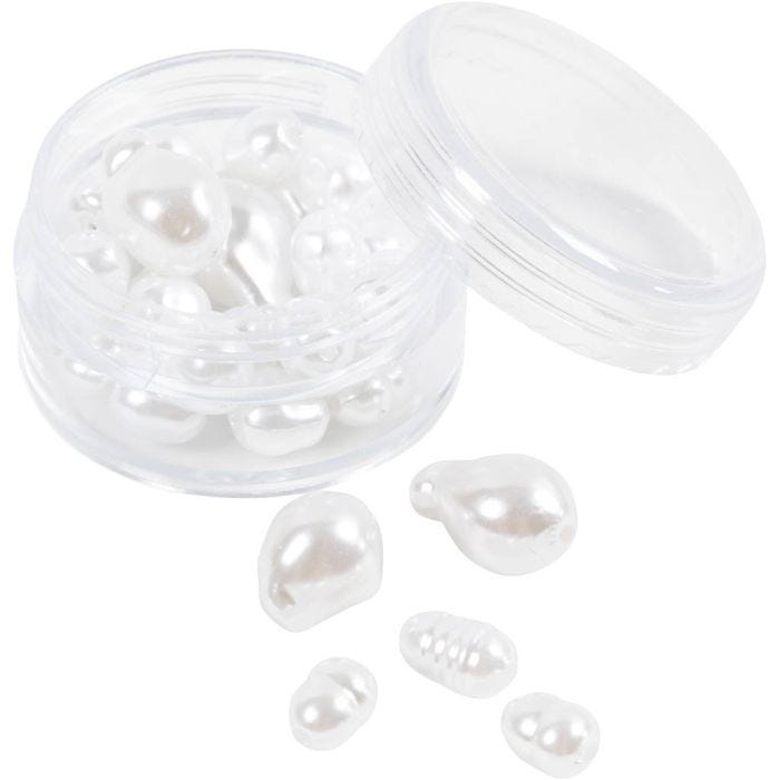 Voksperler, Oval, dia. 6-14 mm, hullstr. 1,3-1,5 mm, 30 stk./ 1 pk.