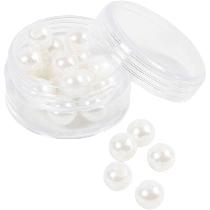 Voksperler, dia. 8 mm, hullstr. 2,3 mm, perlemor, 22 stk./ 1 pk.