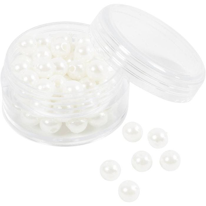 Voksperler, dia. 6 mm, hullstr. 1,9 mm, perlemor, 65 stk./ 1 pk.