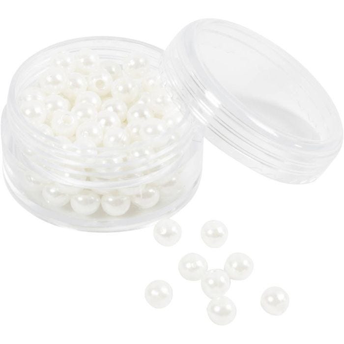Voksperler, dia. 5 mm, hullstr. 1,7 mm, perlemor, 110 stk./ 1 pk.