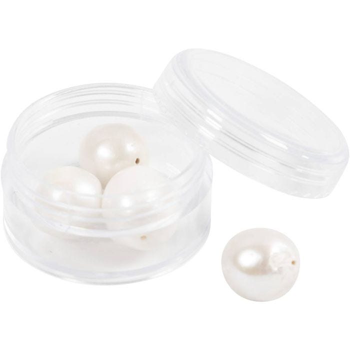 Ferskvannsperler, Perforert på langs, dia. 13-14 mm, hullstr. 0,8 mm, perlemor, 4 stk./ 1 pk.