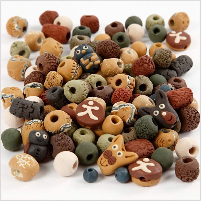 Keramikkperler, str. 7-18 mm, hullstr. 2-4 mm, ass. farger, 300 g/ 1 pk.