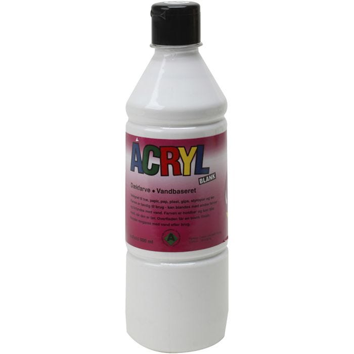 Acrylmaling, hvit, 500 ml/ 1 fl.