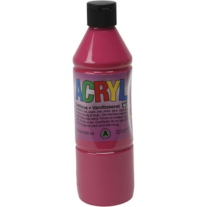Acrylmaling, primær rød, 500 ml/ 1 fl.
